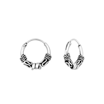 Silver 10mm Bali Hoops