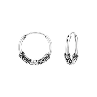 Silver 14mm Bali Hoops