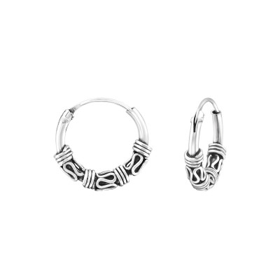 Silver 12mm Bali Hoops