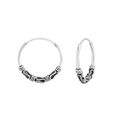 Silver 18mm Bali Hoops