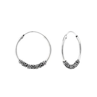 Silver 20mm Bali Hoops