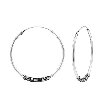 Silver 30mm Bali Hoops