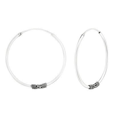 Silver 30mm Bali Hoops