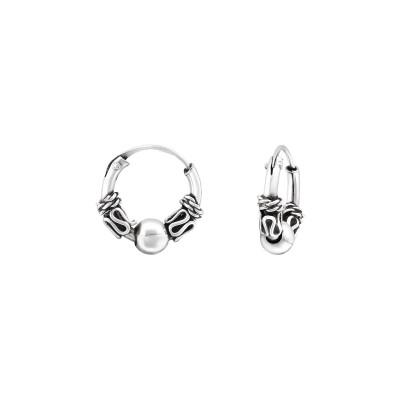 Silver 10mm Bali Hoops