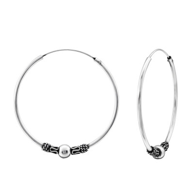 Silver 30mm Bali Hoops