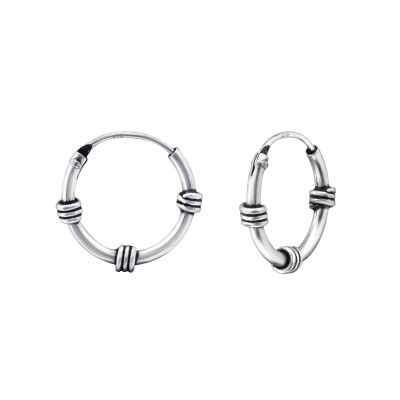 Silver 12mm Bali Hoops