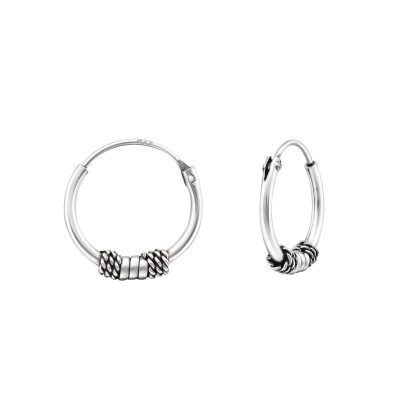 Silver 12mm Bali Hoops