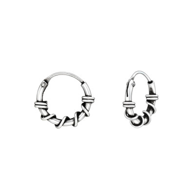 Silver 10mm Bali Hoops