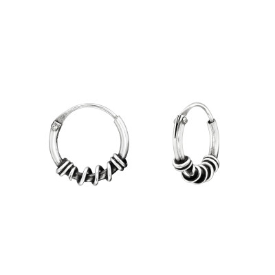 Silver 10mm Bali Hoops