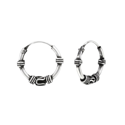 Silver 12mm Bali Hoops