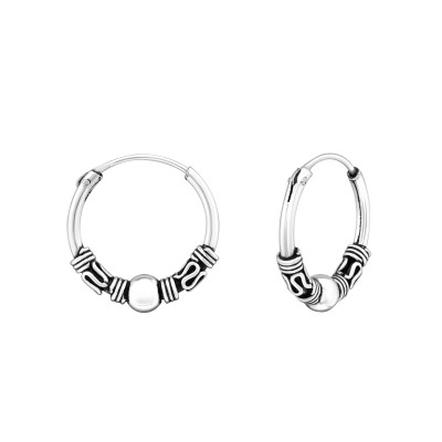 Silver 14mm Bali Hoops