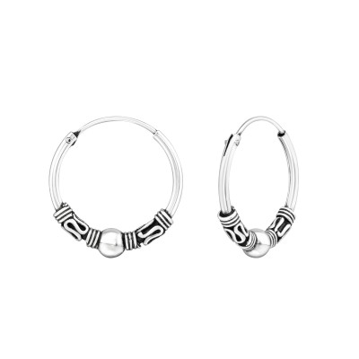 Silver 16mm Bali Hoops