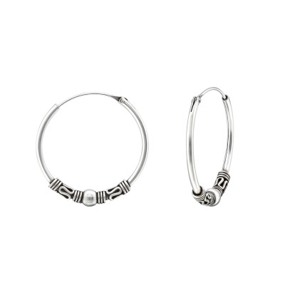 Silver 20mm Bali Hoops