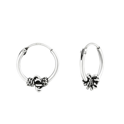 Silver 12mm Bali Hoops