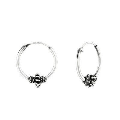 Silver 14mm Bali Hoops