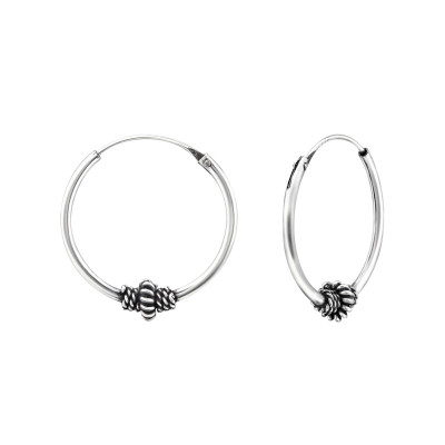 Silver 18mm Bali Hoops