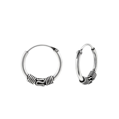 Silver 12mm Bali Hoops