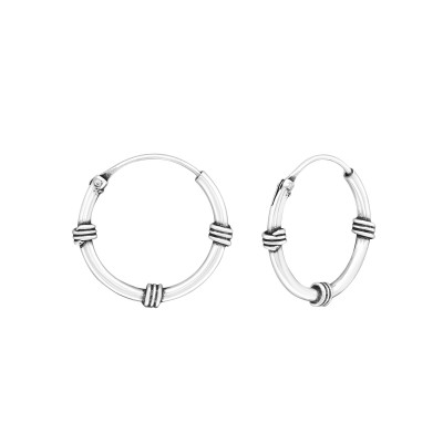 Silver 14mm Bali Hoops