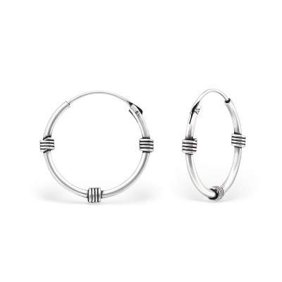 Silver 16mm Bali Hoops