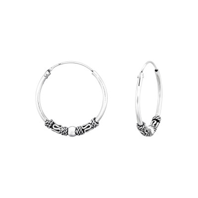 Silver 20mm Bali Hoops