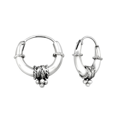 Silver 17mm Bali Hoops