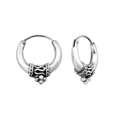 Silver 17mm Bali Hoops