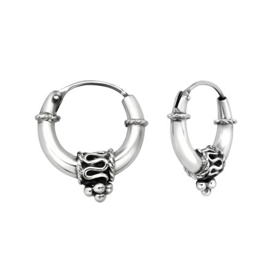 Silver 17mm Bali Hoops