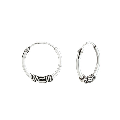 Silver 14mm Bali Hoops