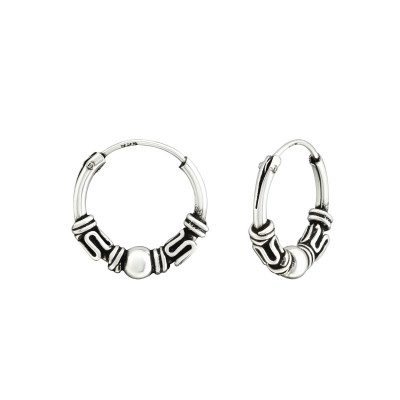 Silver 12mm Bali Hoops