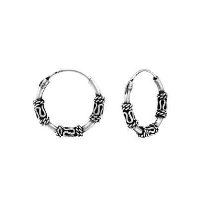 Silver 14mm Bali Hoops