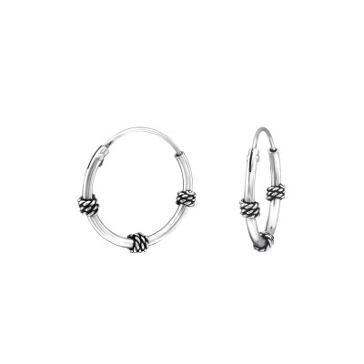 Silver 14mm Bali Hoops