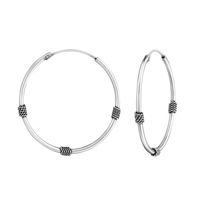 Silver 30mm Bali Hoops