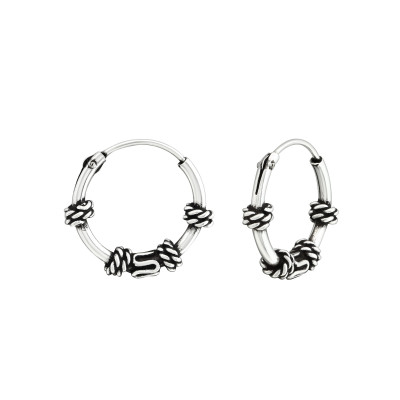 Silver 12mm Bali Hoops