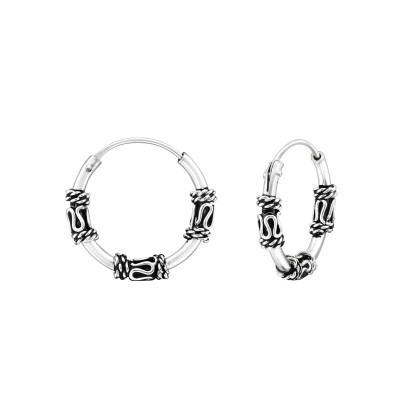 14mm Sterling Silver Bali Hoops