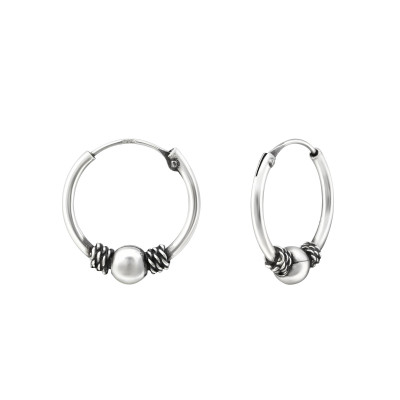 Silver  14mm Bali Hoops