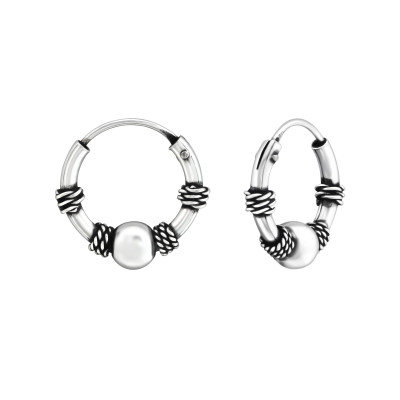 Silver 16mm Bali Hoops