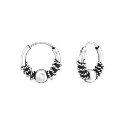 Silver 14mm Bali Hoops