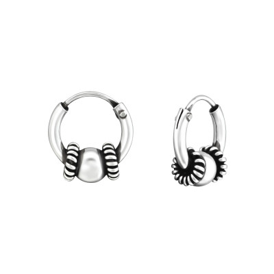 Silver 12mm Bali Hoops