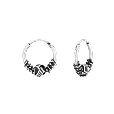 Silver 14mm Bali Hoops