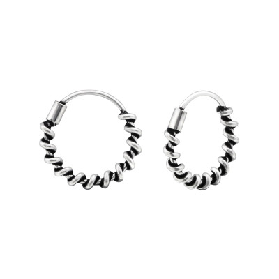 Silver 12mm Bali Hoops