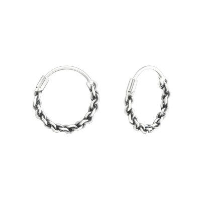 Silver 12mm Bali Hoops