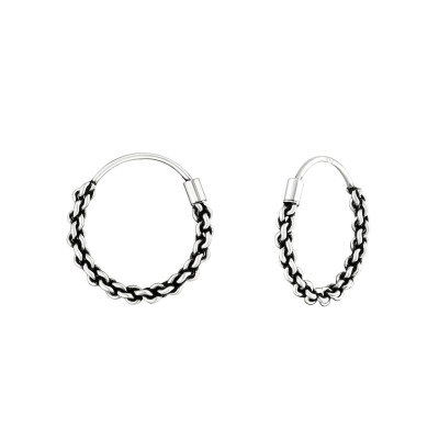 Silver 14mm Bali Hoops