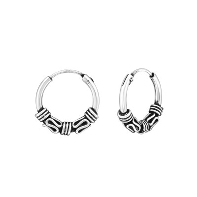 12mm Sterling Silver Bali Hoops