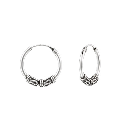 Silver 14mm Bali Hoops