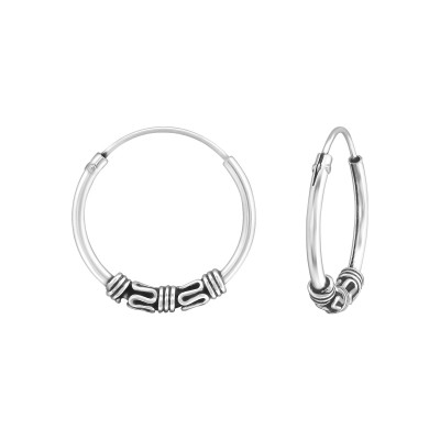 Silver 16 mm Bali Hoops