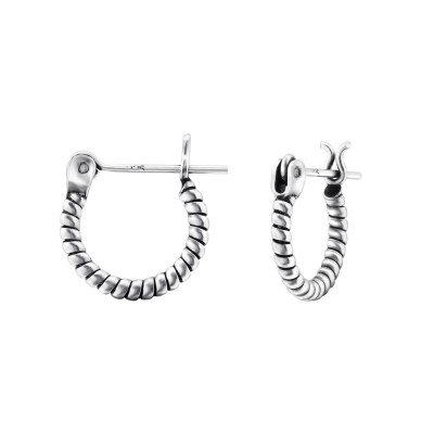 Silver 12mm Twisted Bali Hoops with French Lock