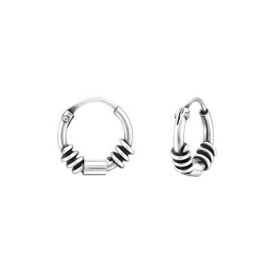 Silver 10mm Bali Hoops