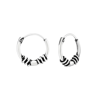 Silver 12mm Bali Hoops