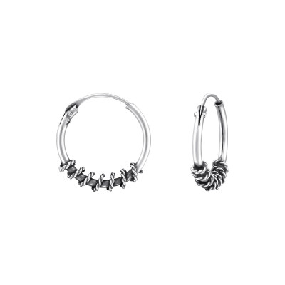 Silver 14mm Bali Hoops