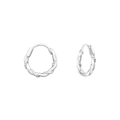 Silver Twisted 10mm Bali Hoops